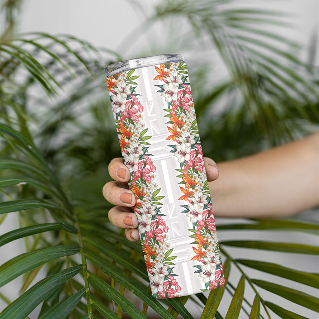 Hawaii Tropical Twist Lei Skinny Tumbler Hawaiian Flag Motif LT9 - Polynesian Pride