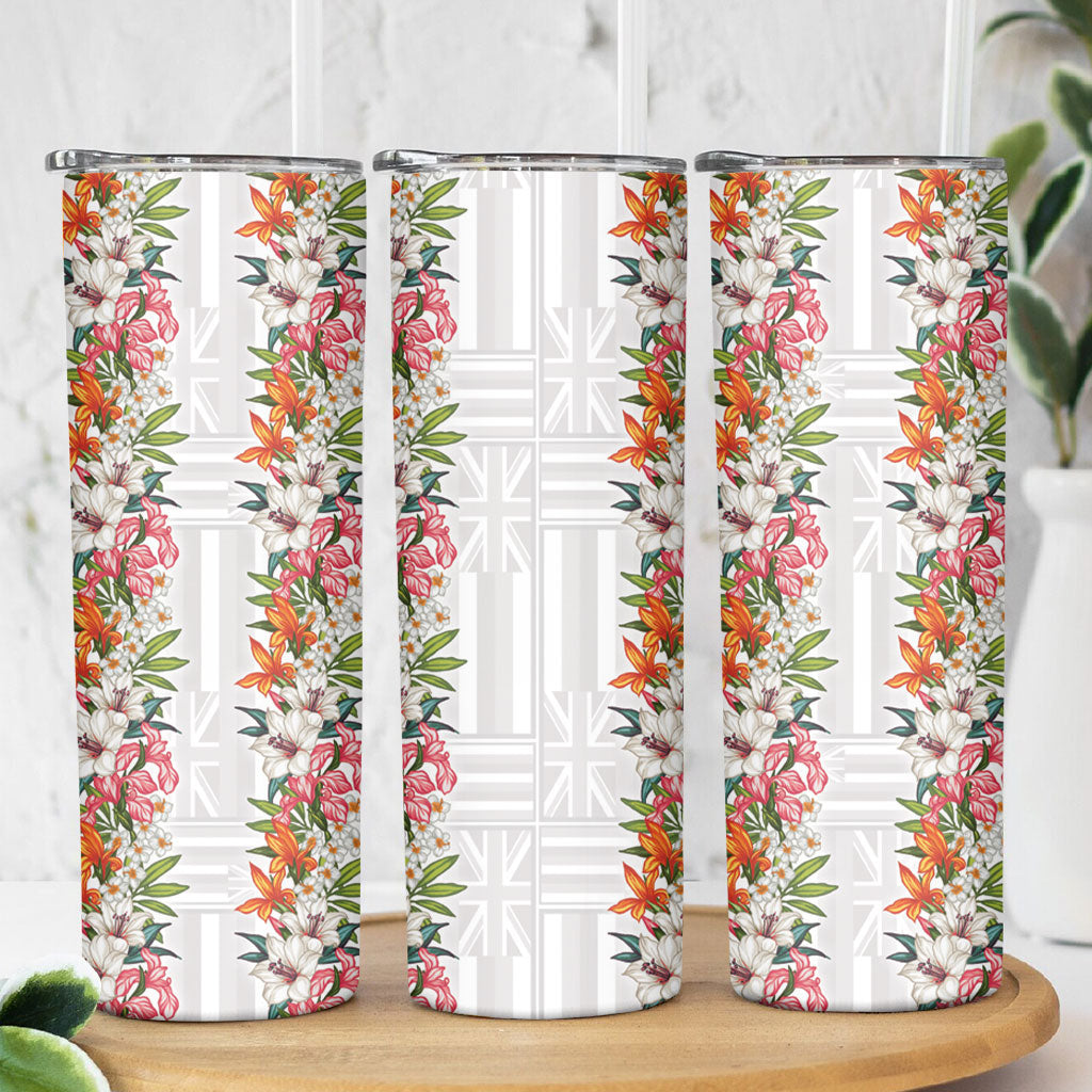 Hawaii Tropical Twist Lei Skinny Tumbler Hawaiian Flag Motif LT9 - Polynesian Pride