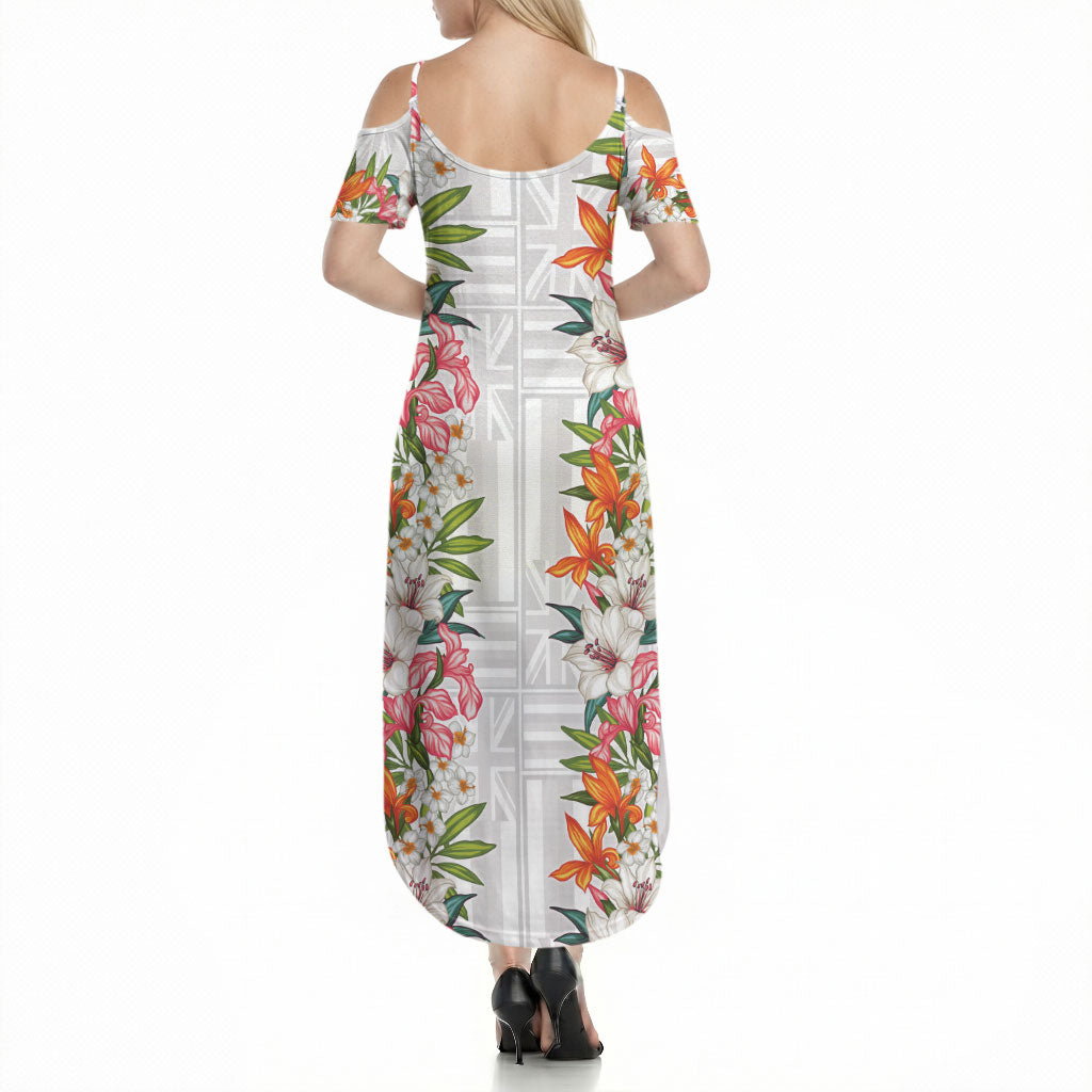 Hawaii Tropical Twist Lei Summer Maxi Dress Hawaiian Flag Motif LT9 - Polynesian Pride