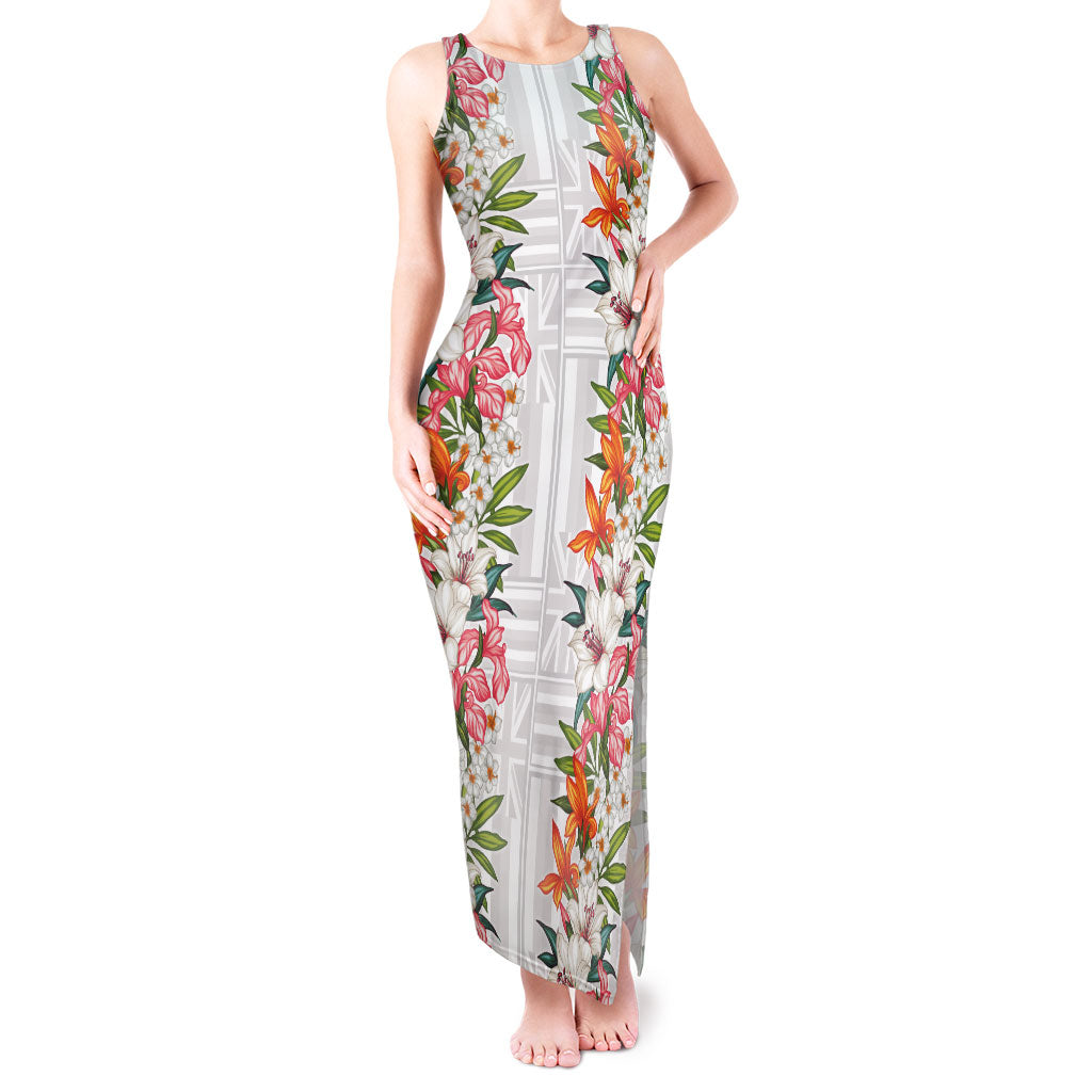 Hawaii Tropical Twist Lei Tank Maxi Dress Hawaiian Flag Motif