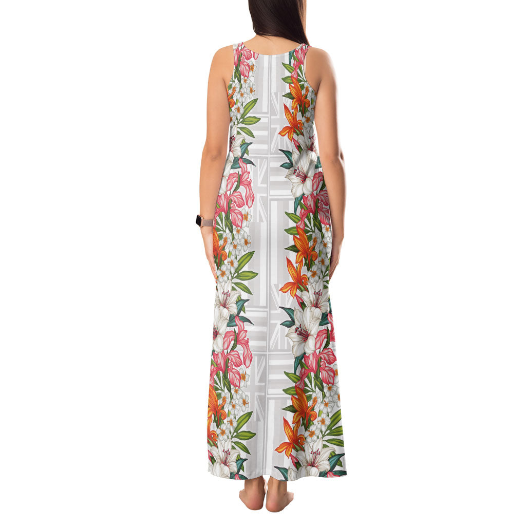 Hawaii Tropical Twist Lei Tank Maxi Dress Hawaiian Flag Motif