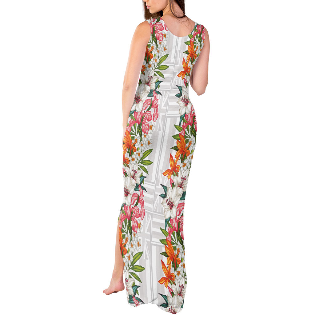 Hawaii Tropical Twist Lei Tank Maxi Dress Hawaiian Flag Motif