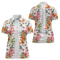 Hawaii Tropical Twist Lei Women Polo Shirt Hawaiian Flag Motif