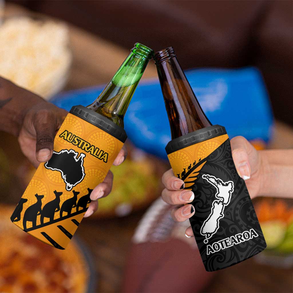 Australia New Zealand Rugby 4 in 1 Can Cooler Tumbler Aboriginal Wallabies and Maori Black Fern Gold Vibe LT9 - Polynesian Pride