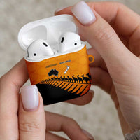 Australia New Zealand Rugby AirPods Case Gold Aboriginal Wallabies and Maori Black Fern LT9 - Polynesian Pride