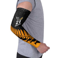 Australia New Zealand Rugby Arm Sleeves Gold Aboriginal Wallabies and Maori Black Fern LT9 - Polynesian Pride