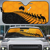 Australia New Zealand Rugby Auto Sun Shade Gold Aboriginal Wallabies and Maori Black Fern LT9 Gold - Polynesian Pride
