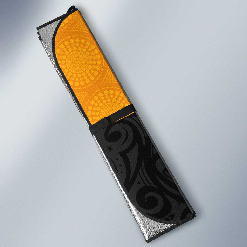 Australia New Zealand Rugby Auto Sun Shade Gold Aboriginal Wallabies and Maori Black Fern LT9 - Polynesian Pride