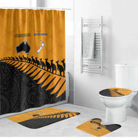 Australia New Zealand Rugby Bathroom Set Gold Aboriginal Wallabies and Maori Black Fern LT9 Bathroom Set (4 pcs) Gold - Polynesian Pride