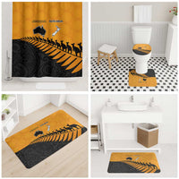 Australia New Zealand Rugby Bathroom Set Gold Aboriginal Wallabies and Maori Black Fern LT9 - Polynesian Pride