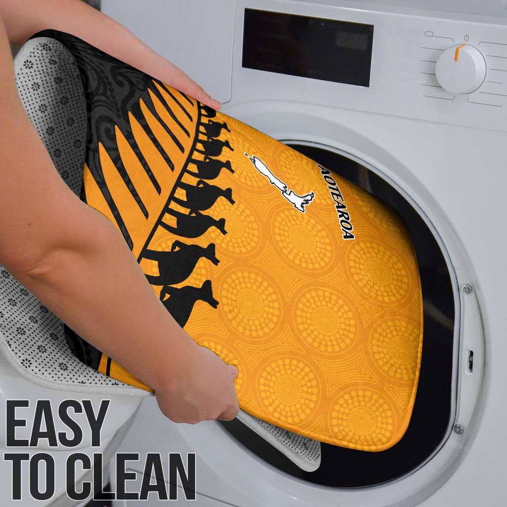 Australia New Zealand Rugby Bathroom Set Gold Aboriginal Wallabies and Maori Black Fern LT9 - Polynesian Pride
