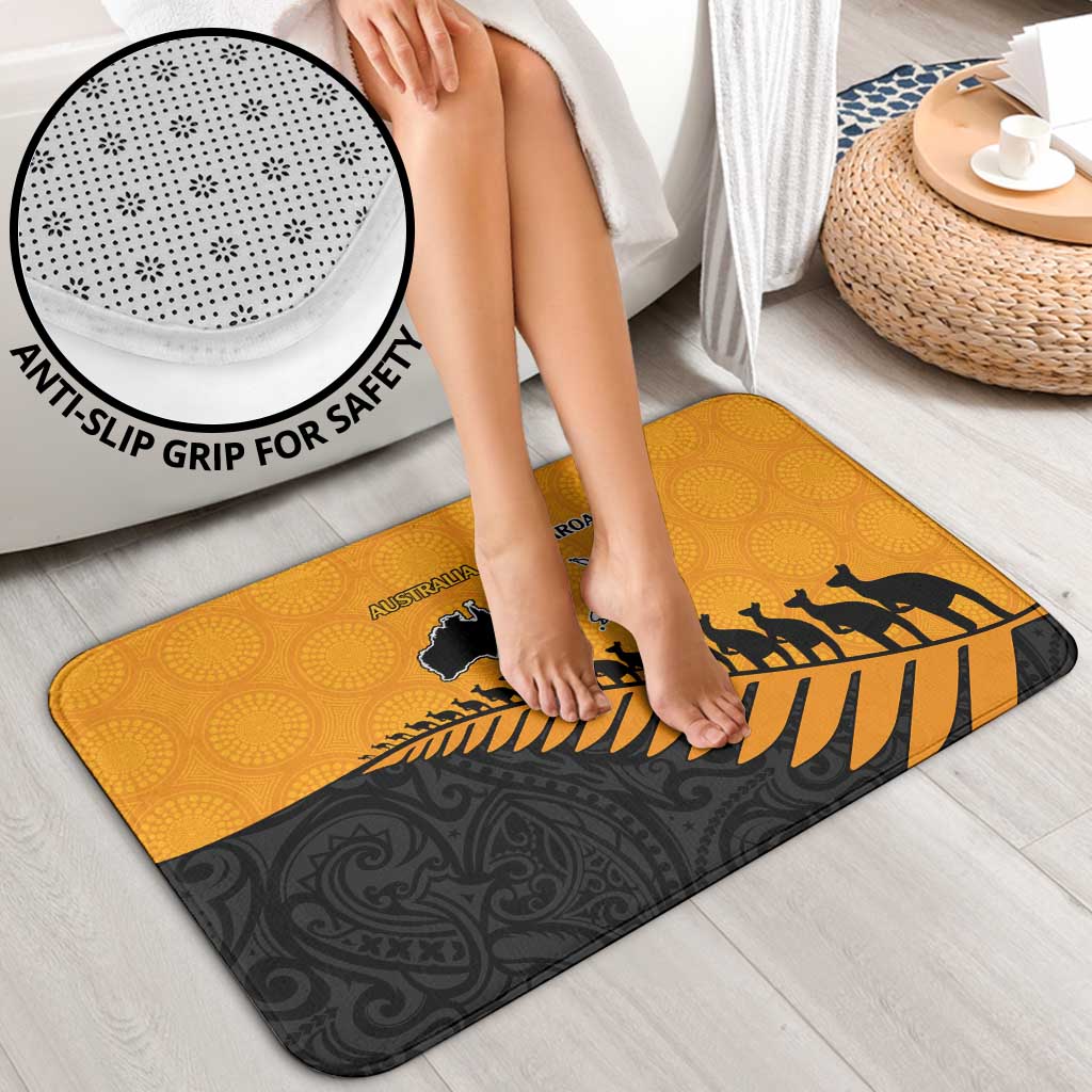 Australia New Zealand Rugby Bathroom Set Gold Aboriginal Wallabies and Maori Black Fern LT9 - Polynesian Pride