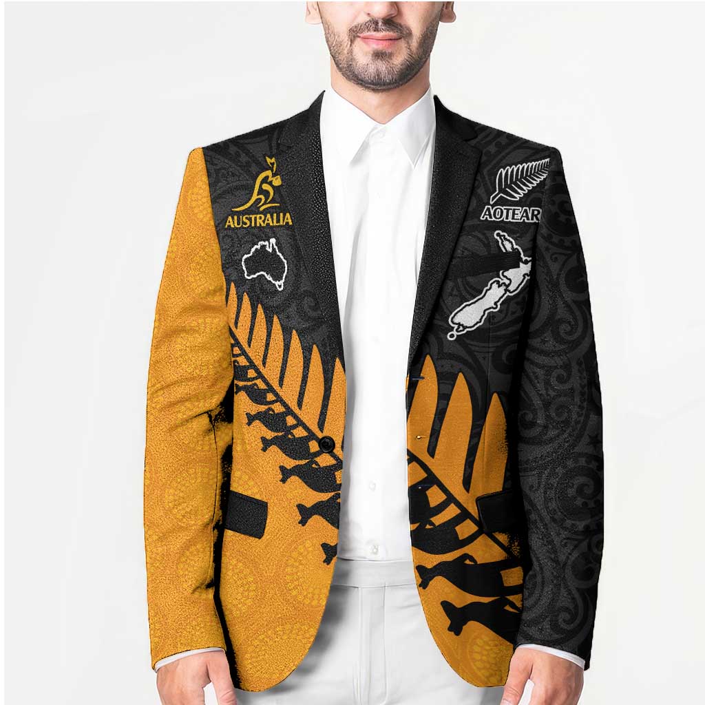 Australia New Zealand Rugby Blazer Gold Aboriginal Wallabies and Maori Black Fern LT9 - Polynesian Pride