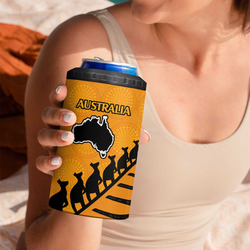 Australia New Zealand Rugby 4 in 1 Can Cooler Tumbler Gold Aboriginal Wallabies and Maori Black Fern LT9 - Polynesian Pride