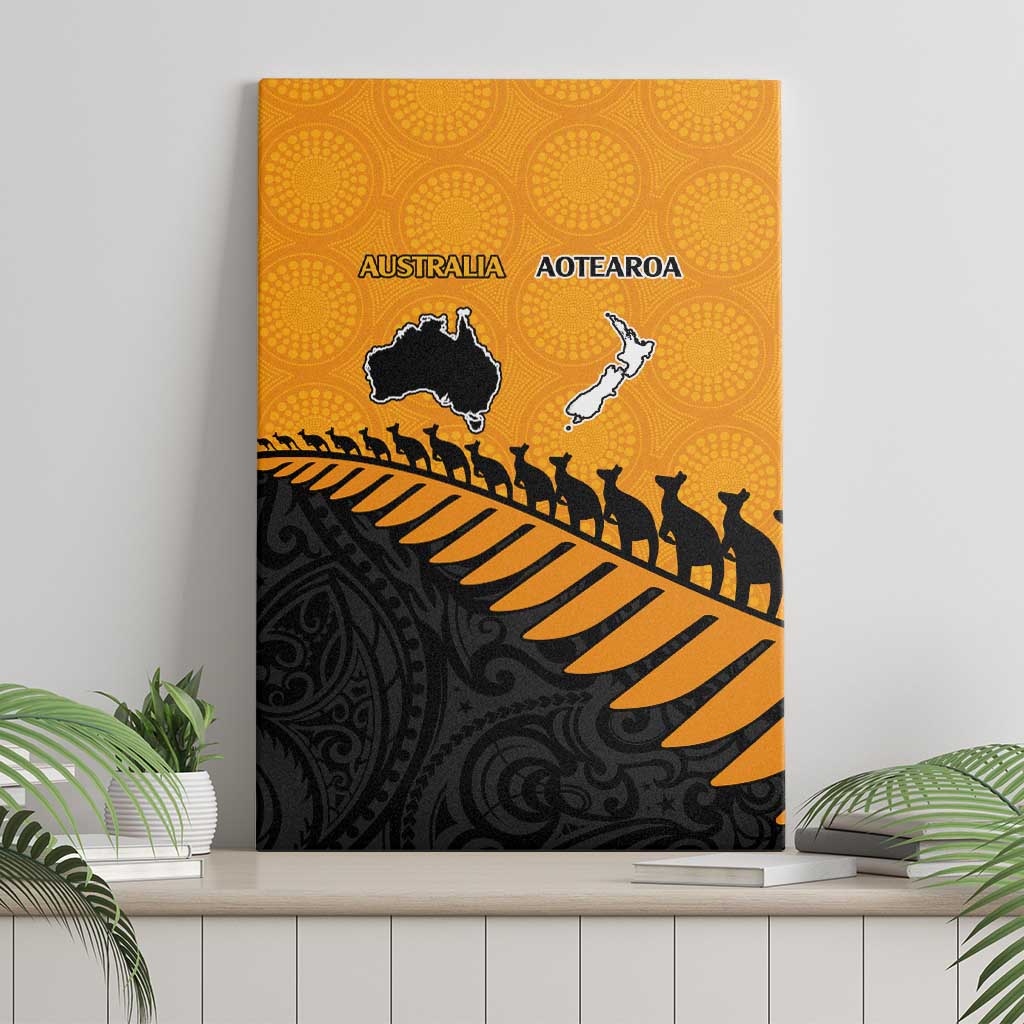 Australia New Zealand Rugby Canvas Wall Art Gold Aboriginal Wallabies and Maori Black Fern LT9 - Polynesian Pride