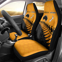Australia New Zealand Rugby Car Seat Cover Gold Aboriginal Wallabies and Maori Black Fern - Polynesian Pride