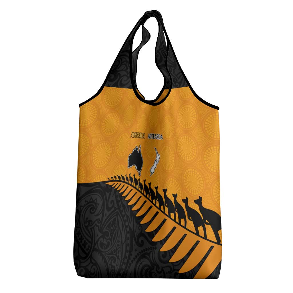 Australia New Zealand Rugby Grocery Bag Gold Aboriginal Wallabies and Maori Black Fern LT9 - Polynesian Pride
