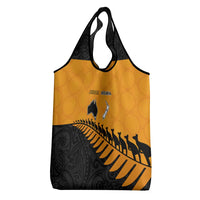 Australia New Zealand Rugby Grocery Bag Gold Aboriginal Wallabies and Maori Black Fern LT9 - Polynesian Pride