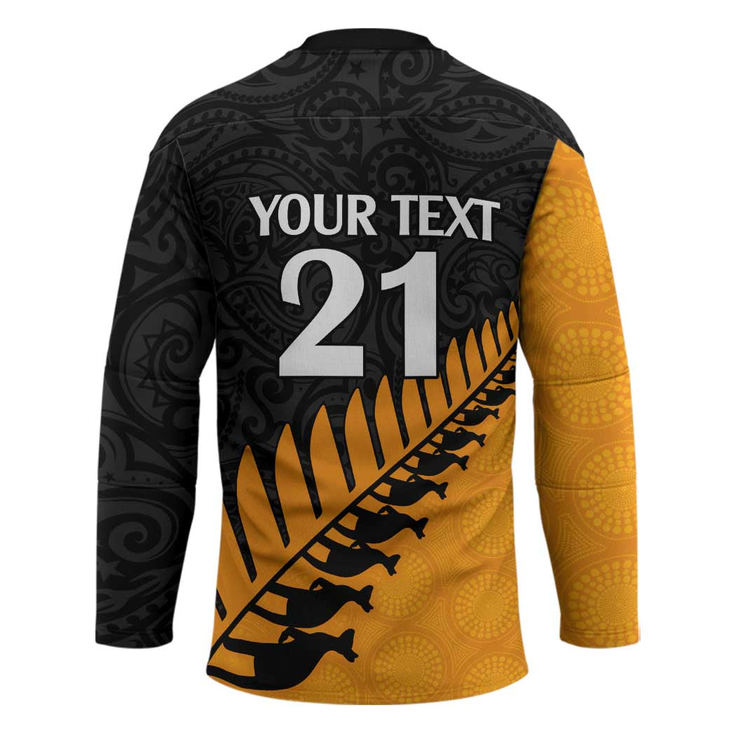 Australia New Zealand Rugby Hockey Jersey Gold Aboriginal Wallabies and Maori Black Fern LT9 - Polynesian Pride