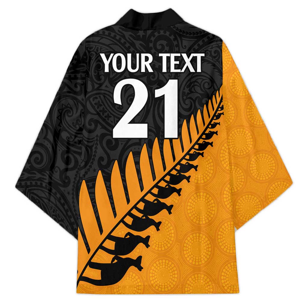 Australia New Zealand Rugby Kimono Gold Aboriginal Wallabies and Maori Black Fern LT9 - Polynesian Pride