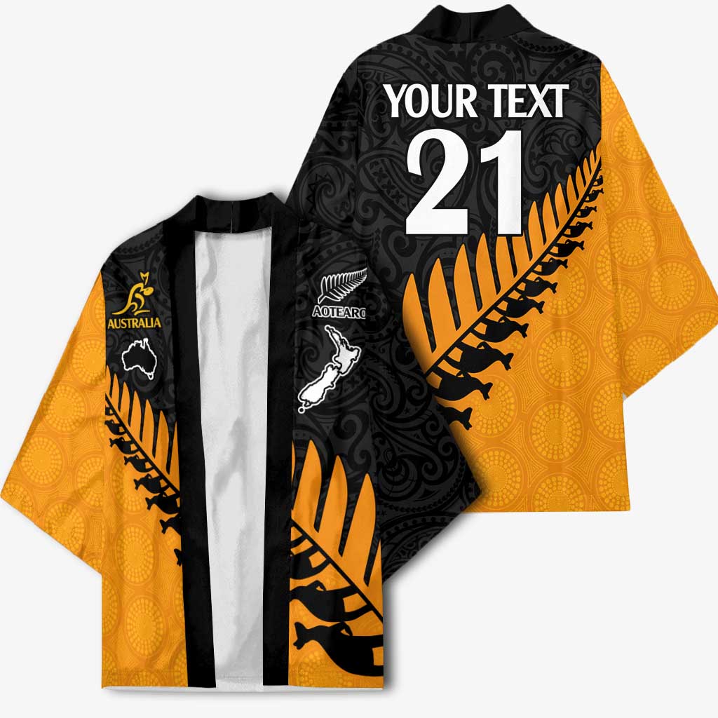 Australia New Zealand Rugby Kimono Gold Aboriginal Wallabies and Maori Black Fern LT9 - Polynesian Pride