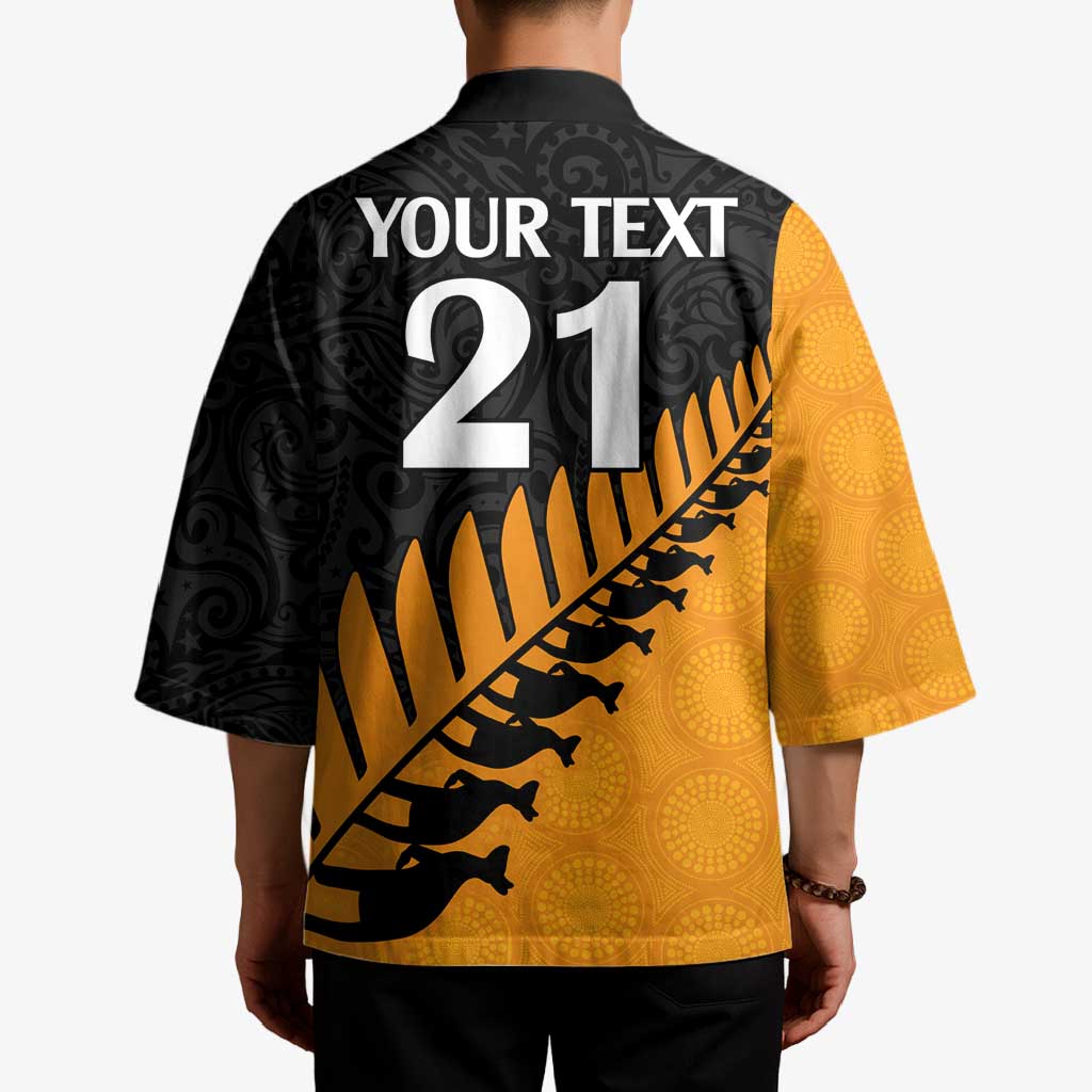 Australia New Zealand Rugby Kimono Gold Aboriginal Wallabies and Maori Black Fern LT9 - Polynesian Pride