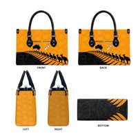 Australia New Zealand Rugby Leather Bag Gold Aboriginal Wallabies and Maori Black Fern LT9 - Polynesian Pride