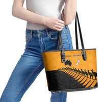 Australia New Zealand Rugby Leather Tote Bag Gold Aboriginal Wallabies and Maori Black Fern LT9 - Polynesian Pride
