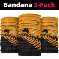 Australia New Zealand Rugby Neck Gaiter Gold Aboriginal Wallabies and Maori Black Fern LT9 package One Size: 25*50cm Gold - Polynesian Pride