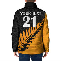 Australia New Zealand Rugby Padded Jacket Gold Aboriginal Wallabies and Maori Black Fern LT9 - Polynesian Pride