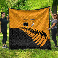 Australia New Zealand Rugby Quilt Gold Aboriginal Wallabies and Maori Black Fern LT9 - Polynesian Pride