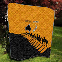 Australia New Zealand Rugby Quilt Gold Aboriginal Wallabies and Maori Black Fern LT9 - Polynesian Pride