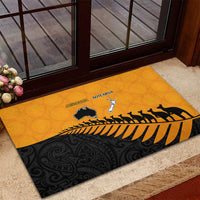 Australia New Zealand Rugby Rubber Doormat Gold Aboriginal Wallabies and Maori Black Fern LT9 - Polynesian Pride
