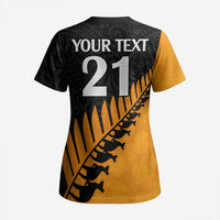 Australia New Zealand Rugby Scrub Top Gold Aboriginal Wallabies and Maori Black Fern LT9 - Polynesian Pride