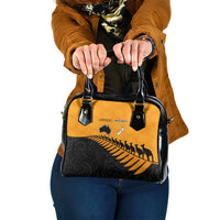 Australia New Zealand Rugby Shoulder Handbag Gold Aboriginal Wallabies and Maori Black Fern LT9 One Size Gold - Polynesian Pride
