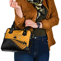 Australia New Zealand Rugby Shoulder Handbag Gold Aboriginal Wallabies and Maori Black Fern LT9 - Polynesian Pride