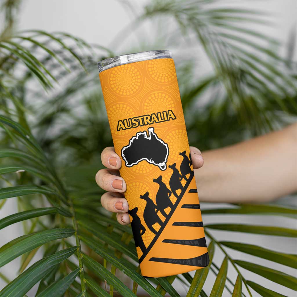 Australia New Zealand Rugby Skinny Tumbler Gold Aboriginal Wallabies and Maori Black Fern LT9 - Polynesian Pride