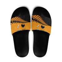 Australia New Zealand Rugby Slide Sandals Gold Aboriginal Wallabies and Maori Black Fern LT9 Gold - Polynesian Pride
