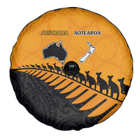 Australia New Zealand Rugby Spare Tire Cover Gold Aboriginal Wallabies and Maori Black Fern LT9 - Polynesian Pride