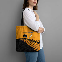 Australia New Zealand Rugby Tote Bag Gold Aboriginal Wallabies and Maori Black Fern LT9 - Polynesian Pride