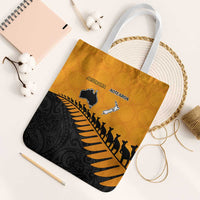 Australia New Zealand Rugby Tote Bag Gold Aboriginal Wallabies and Maori Black Fern LT9 White Strap One Size Gold - Polynesian Pride