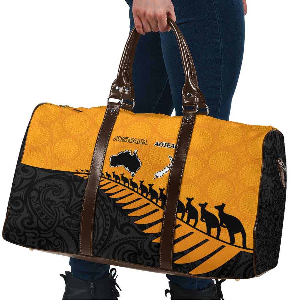 Australia New Zealand Rugby Travel Bag Gold Aboriginal Wallabies and Maori Black Fern LT9 - Polynesian Pride