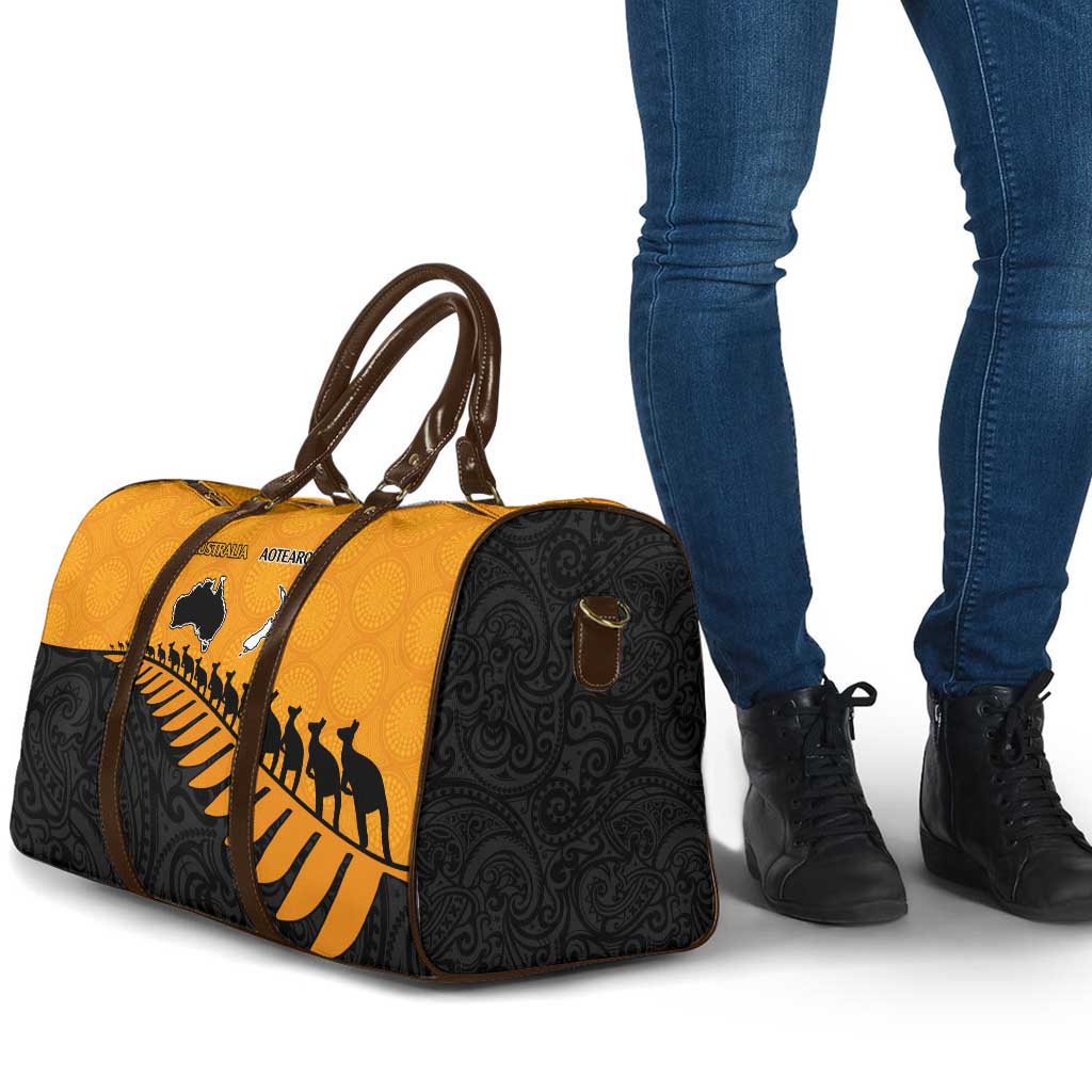 Australia New Zealand Rugby Travel Bag Gold Aboriginal Wallabies and Maori Black Fern LT9 - Polynesian Pride
