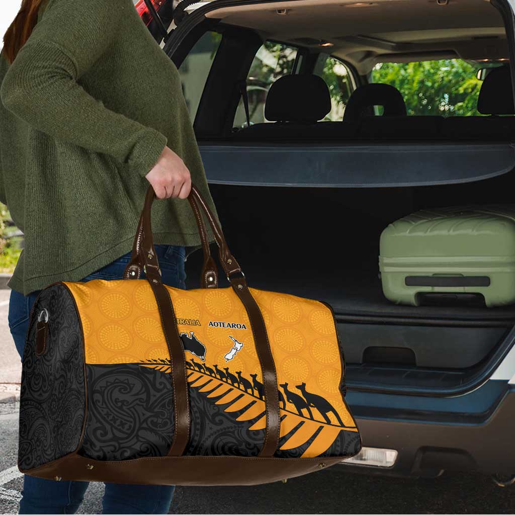 Australia New Zealand Rugby Travel Bag Gold Aboriginal Wallabies and Maori Black Fern LT9 - Polynesian Pride