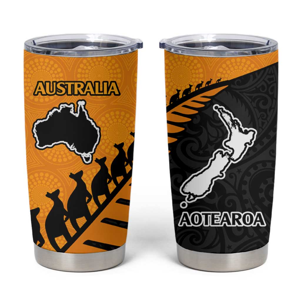 Australia New Zealand Rugby Tumbler Cup Gold Aboriginal Wallabies and Maori Black Fern LT9 Gold - Polynesian Pride
