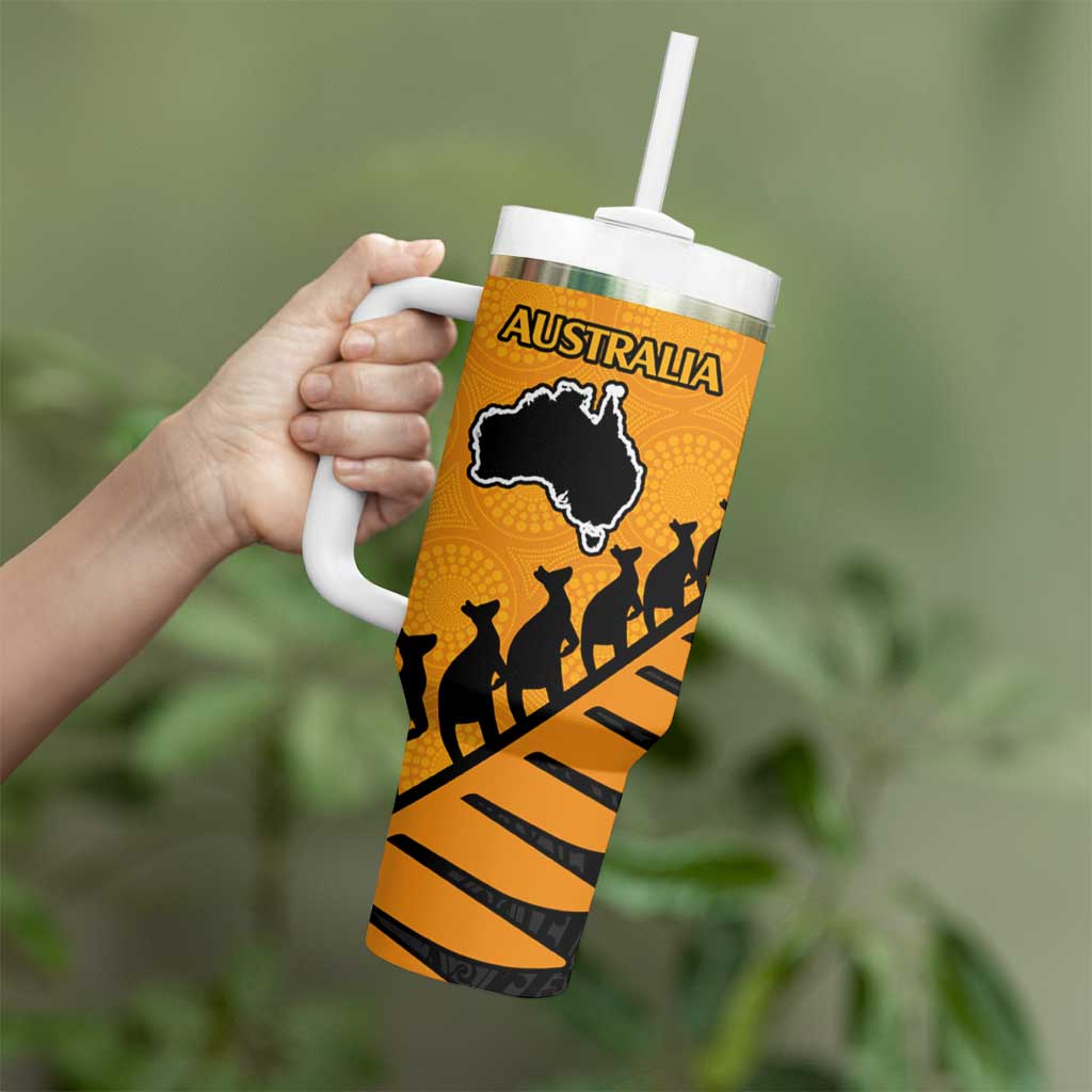Australia New Zealand Rugby Tumbler With Handle Gold Aboriginal Wallabies and Maori Black Fern LT9 - Polynesian Pride