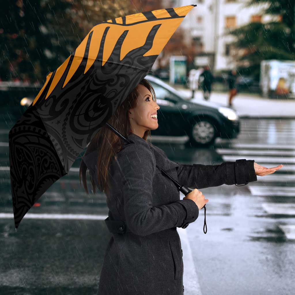 Australia New Zealand Rugby Umbrella Gold Aboriginal Wallabies and Maori Black Fern LT9 - Polynesian Pride