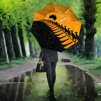 Australia New Zealand Rugby Umbrella Gold Aboriginal Wallabies and Maori Black Fern LT9 - Polynesian Pride