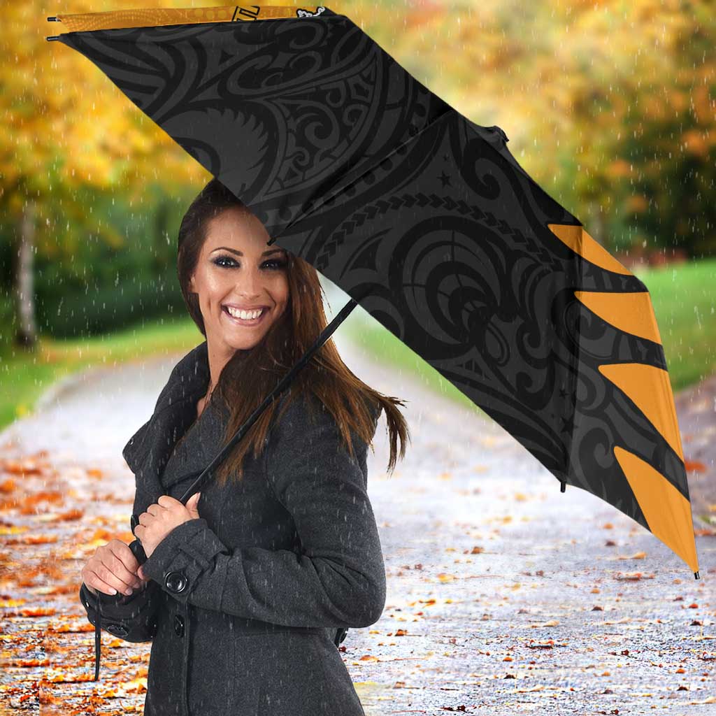 Australia New Zealand Rugby Umbrella Gold Aboriginal Wallabies and Maori Black Fern LT9 - Polynesian Pride