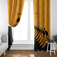 Australia New Zealand Rugby Window Curtain Gold Aboriginal Wallabies and Maori Black Fern LT9 - Polynesian Pride